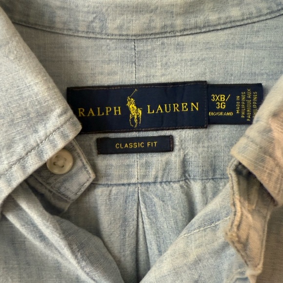 Ralph Lauren Light Blue Chambray Casual Button Down Shirt 3XB - Picture 2 of 4
